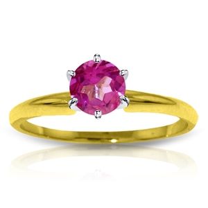 SOLID GOLD SOLITAIRE RING WITH NATURAL PINK TOPAZ